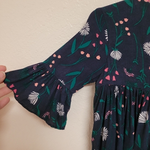 Gymboree Navy Blue Floral Dress with Bell Sleeves - Picture 4 of 4